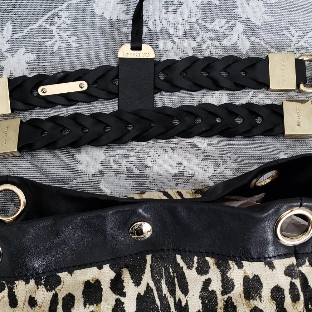 Jimmy Choo Leopard Print Canvas Lohla Tote - Picture 5 of 7